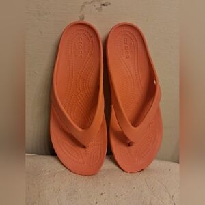 Womens Crocs Classic Comfort Orange Flip Flops Size 8